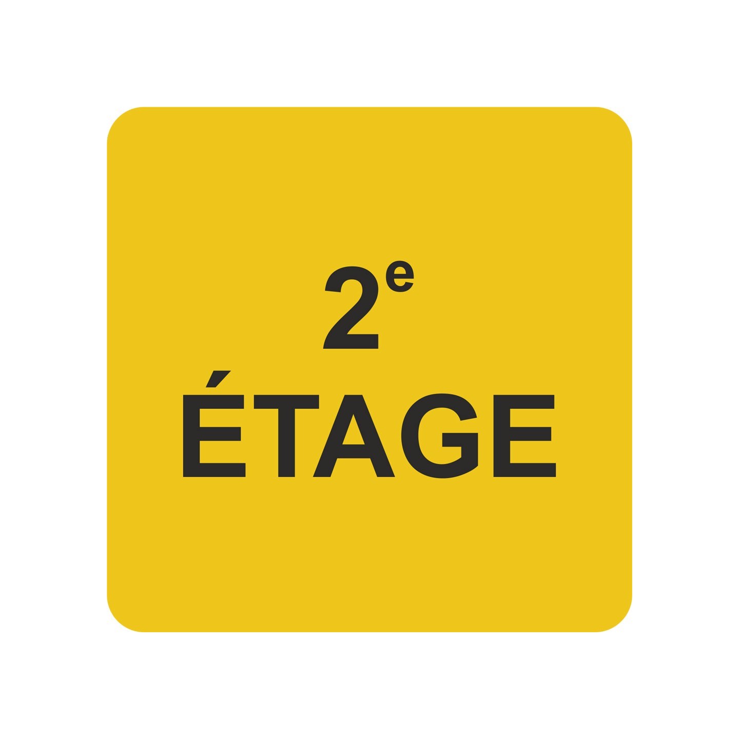 Plaque de porte carrée 2e etage jaune