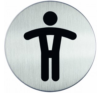 Plaque de porte ronde toilettes hommes - Diamètre 83 mm