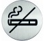 Plaque porte inox picto rond défense de fumer