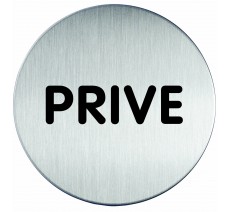Plaque de porte ronde, picto "privé" - Diamètre 83 mm