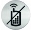 Plaque de porte ronde, picto "téléphone interdit" - Diamètre 83 mm