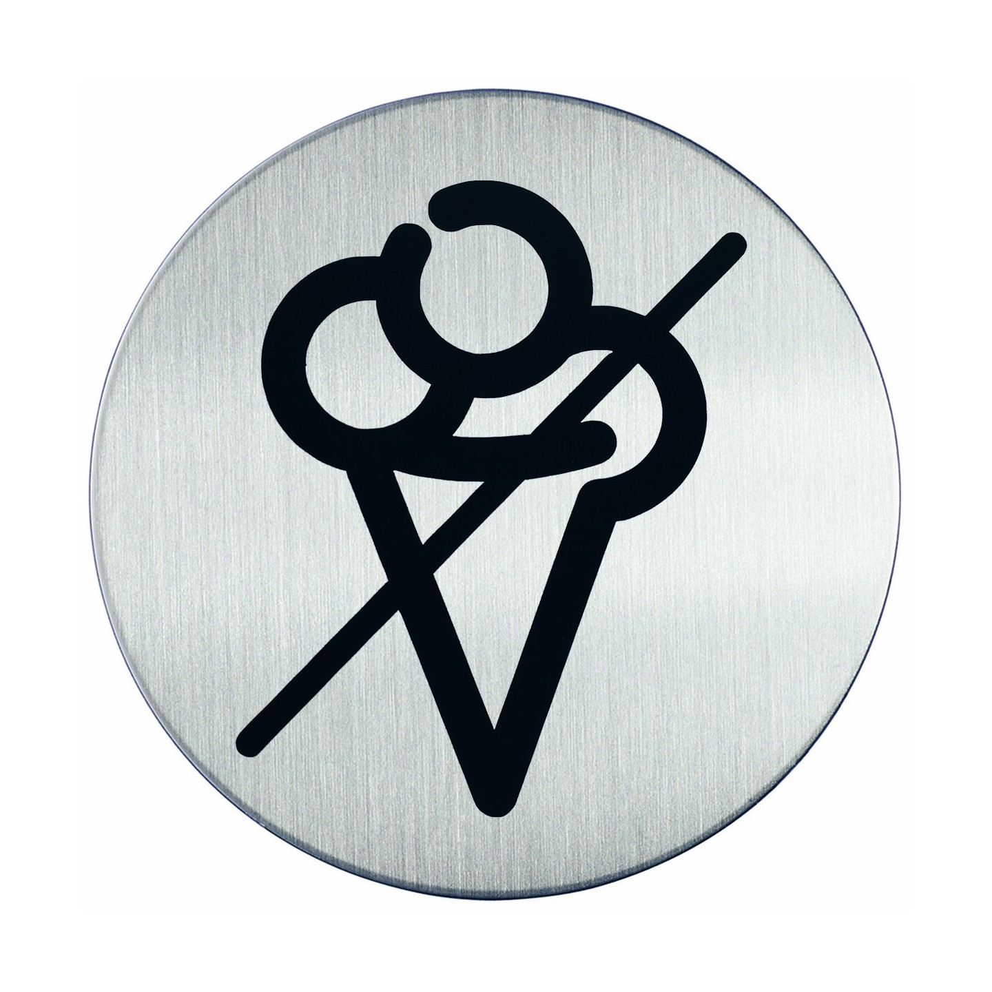 Plaque porte inox picto rond interdit de manger