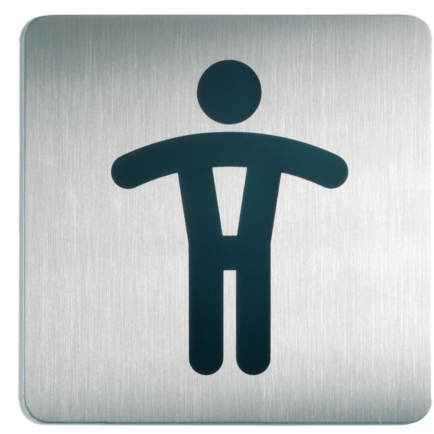 Plaque porte inox picto carré toilettes homme