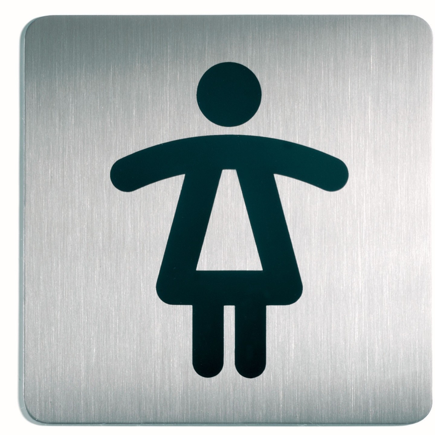 Plaque porte inox picto carré toilettes femme