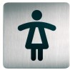 Plaque porte inox picto carré toilettes femme