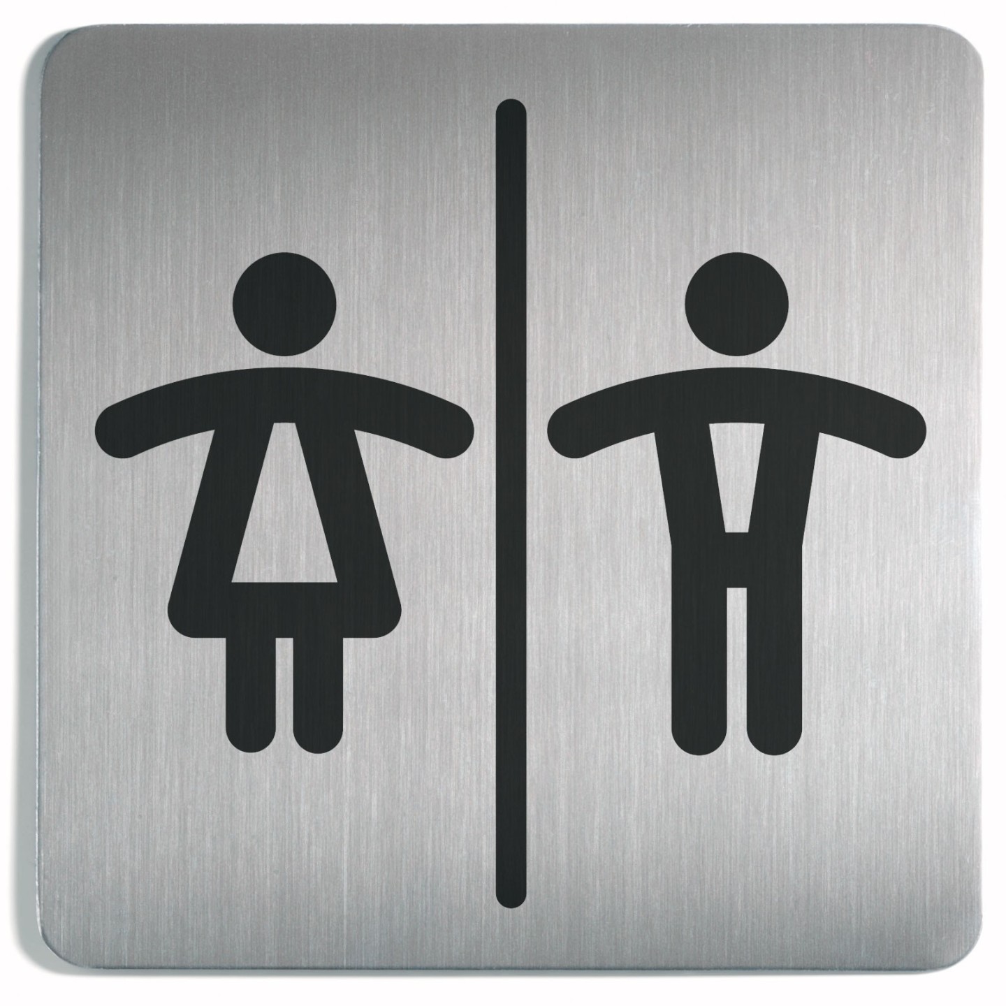 Plaque porte inox picto carré toilettes mixte