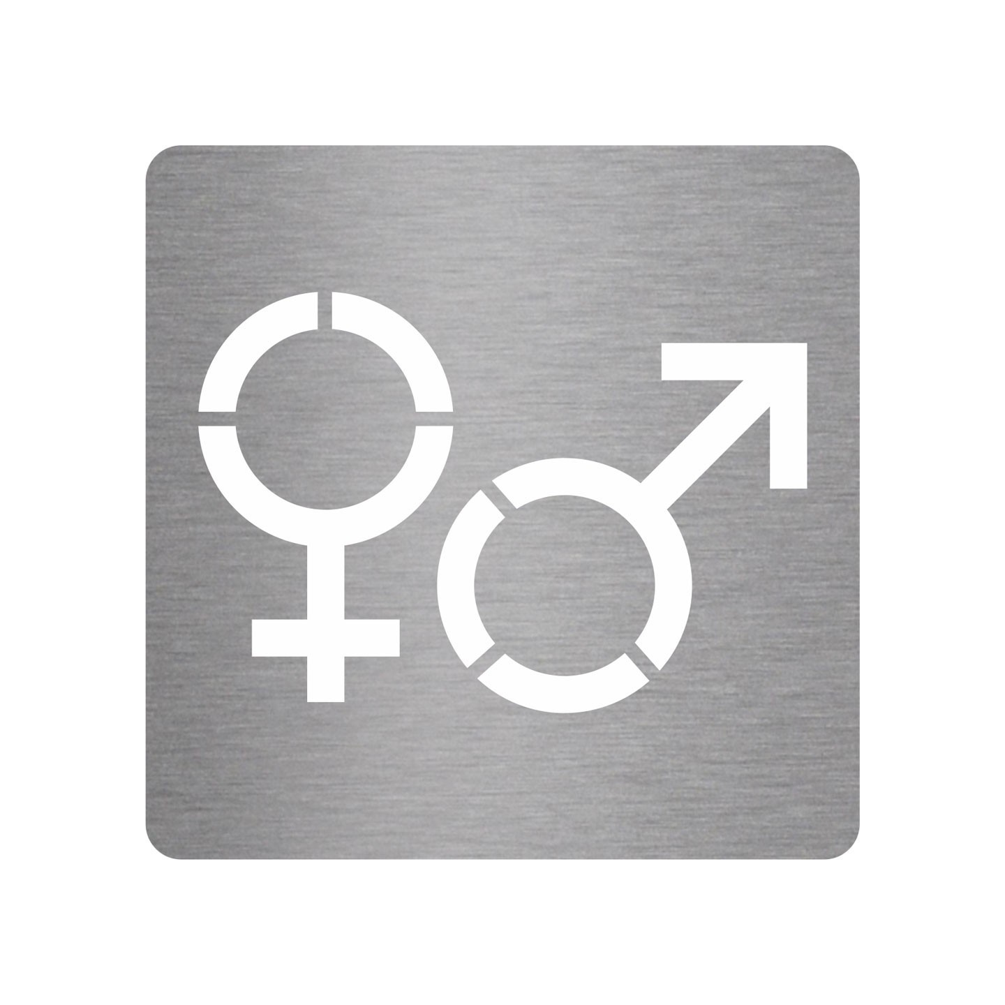 Picto alu brossé découpé pochoir 100mm de haut Symbole Homme - Femme