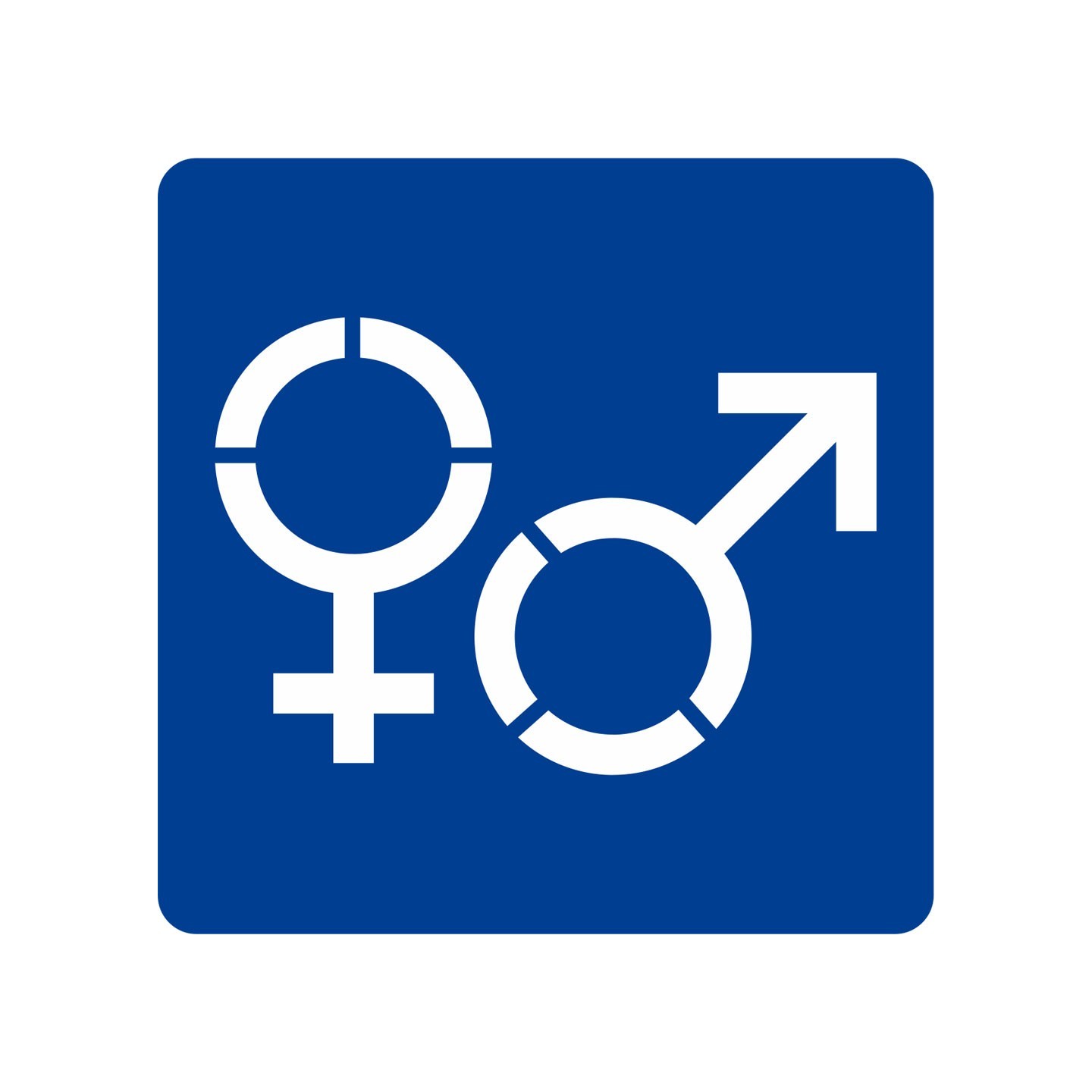 Picto alu brossé découpé pochoir 100mm de haut Symbole Homme - Femme