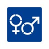 Picto alu brossé découpé pochoir 100mm de haut Symbole Homme - Femme
