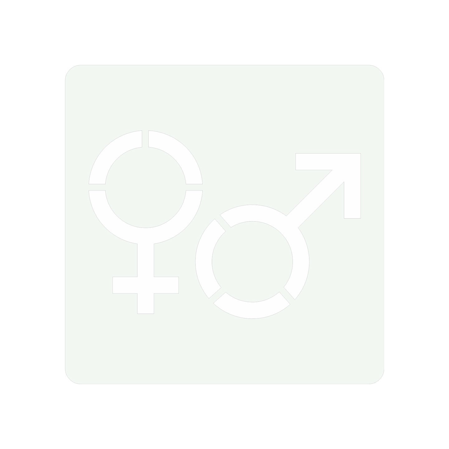 Picto alu brossé découpé pochoir 100mm de haut Symbole Homme - Femme