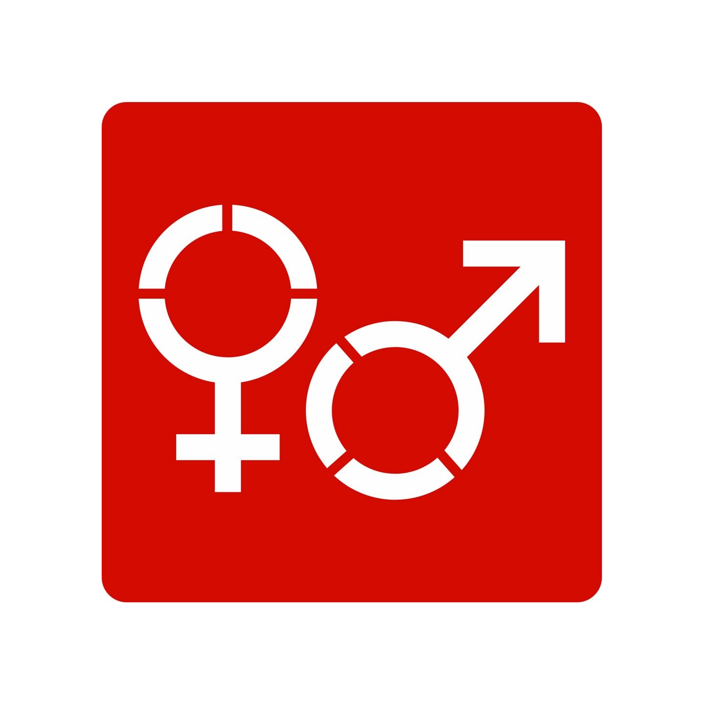 Picto alu brossé découpé pochoir 100mm de haut Symbole Homme - Femme