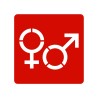 Picto alu brossé découpé pochoir 100mm de haut Symbole Homme - Femme