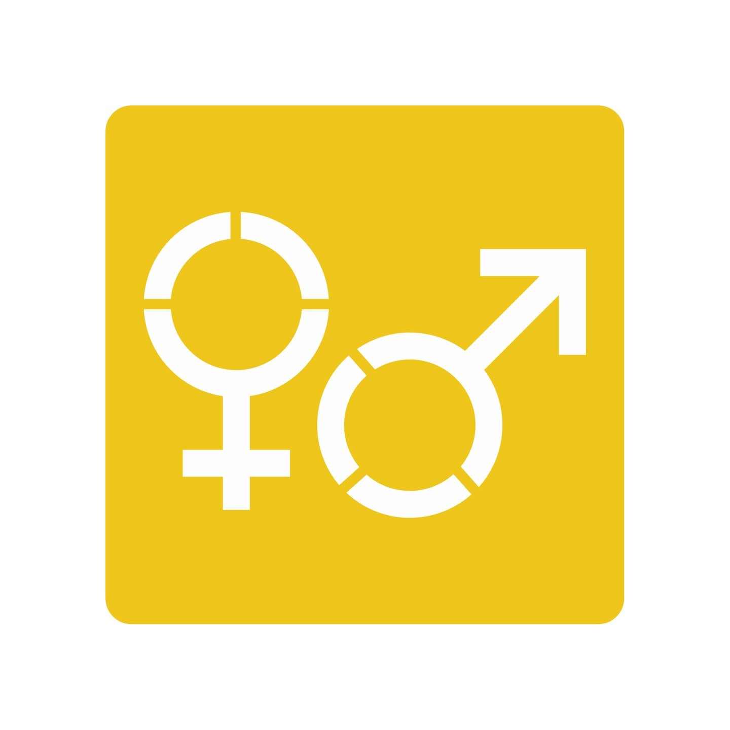 Picto alu brossé découpé pochoir 100mm de haut Symbole Homme - Femme