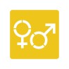 Picto alu brossé découpé pochoir 100mm de haut Symbole Homme - Femme