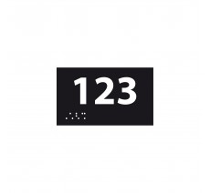 Numéro de chambre en PVC noir avec braille et relief