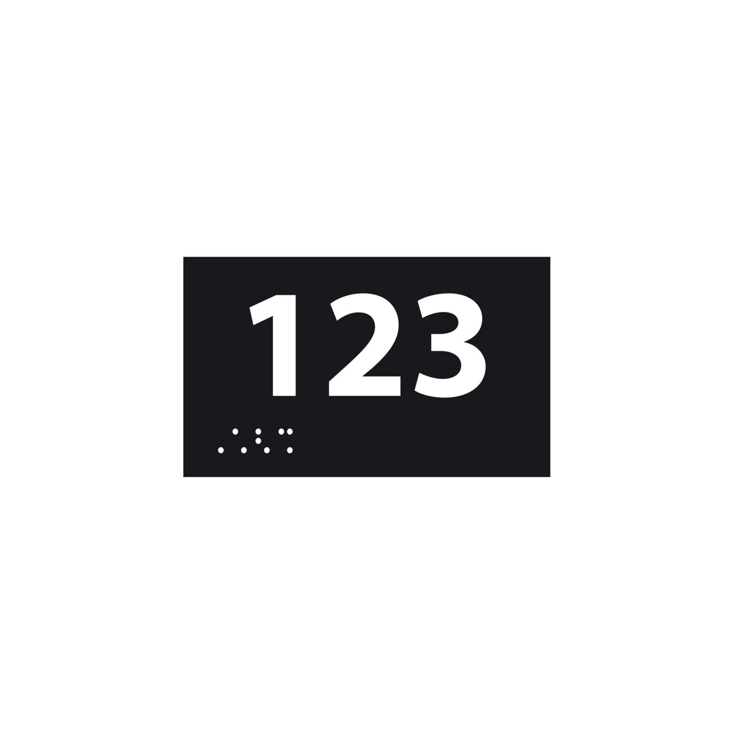 Numéro de chambre en relief / braille PVC noir