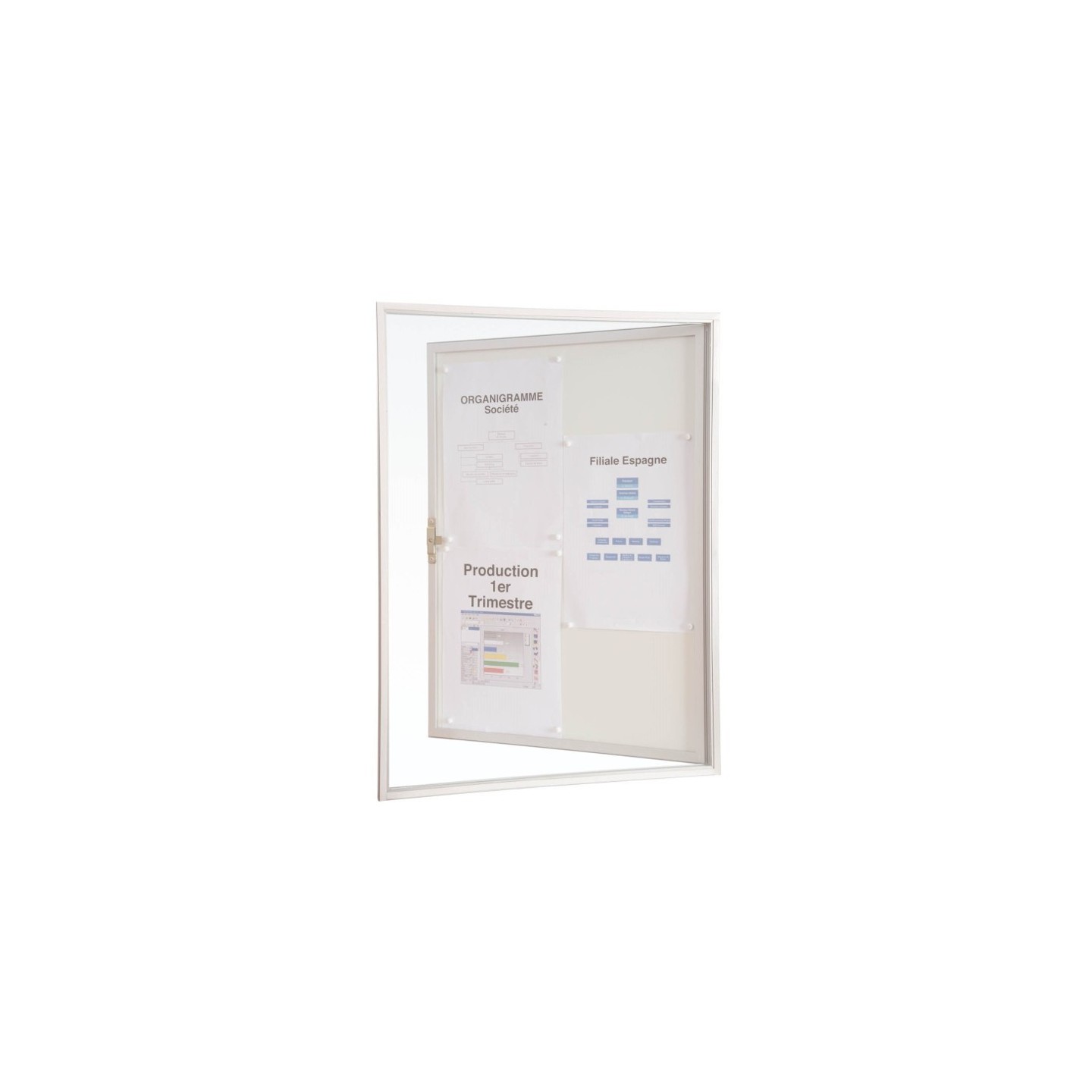 Vitrine Accueil en alu anodisé, vitrage en plexi,jusqu'à 2 A4