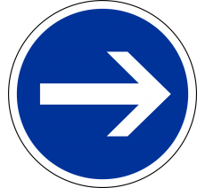 Kit ou panneau seul type routier "Obligation de tourner à droite" ref: B21-1