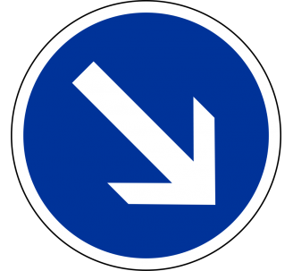 Kit ou panneau seul type routier "Contournement obligatoire par la droite" ref: B21a1