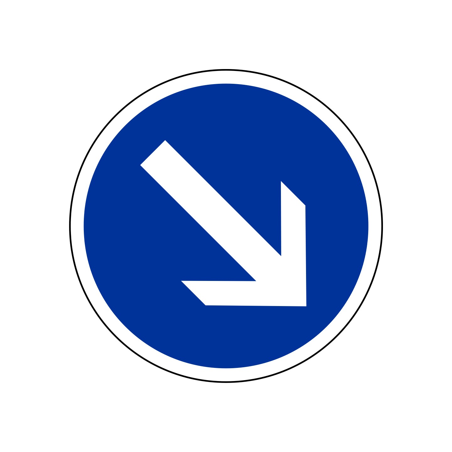 Panneau type routier Contournement obligatoire par la droite