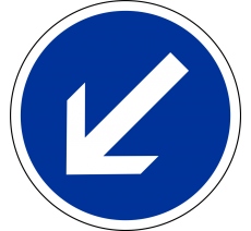 Panneau routier "Contournement obligatoire par la gauche" B21a2