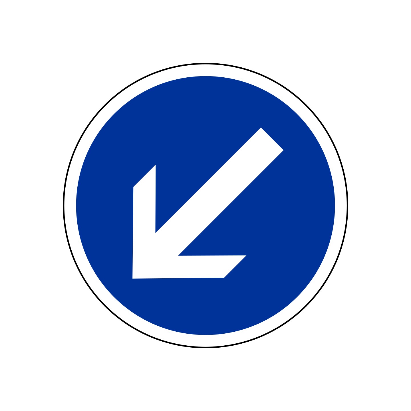 Panneau type routier Contournement obligatoire par la gauche