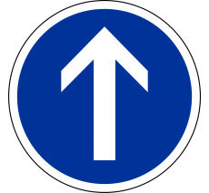Kit ou panneau seul type routier "Direction obligatoire, tout droit" ref: B21b