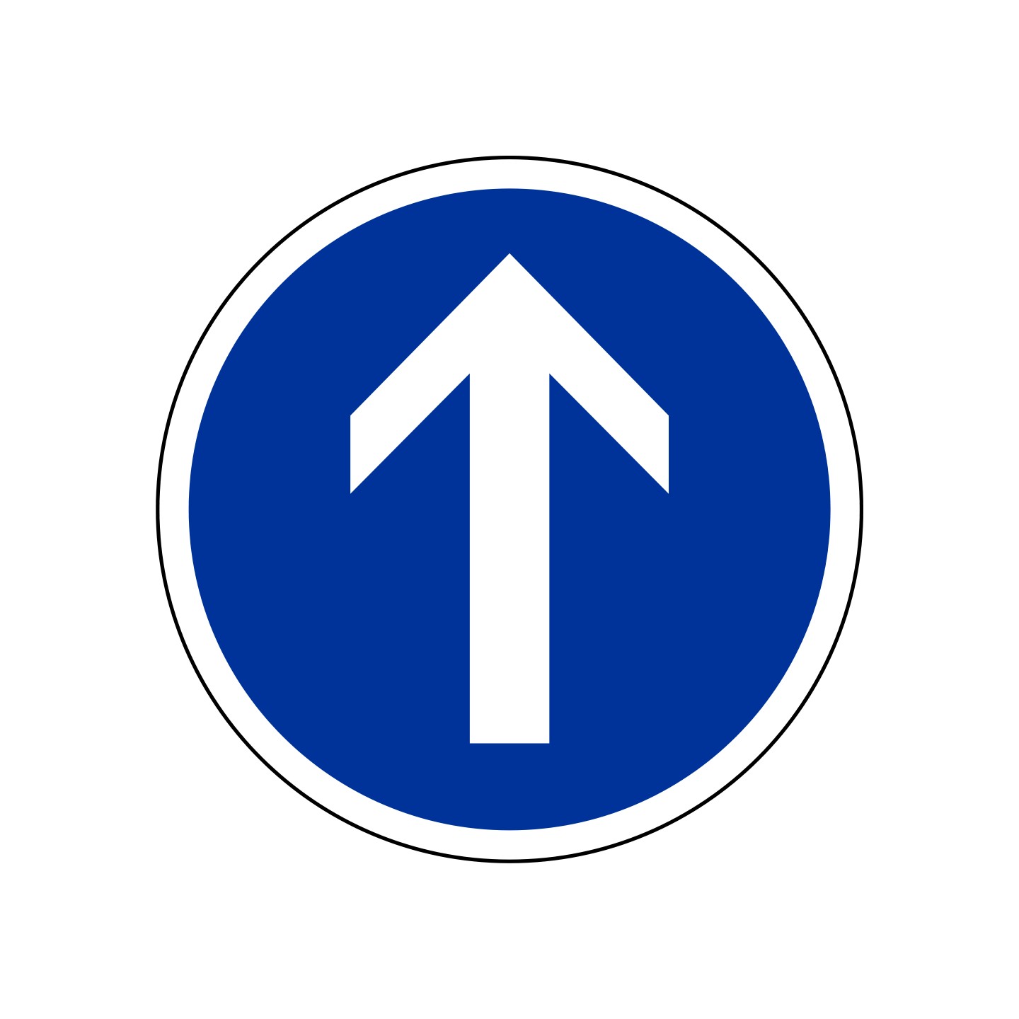 Panneau type routier Direction obligatoire, tout droit ref: B21b