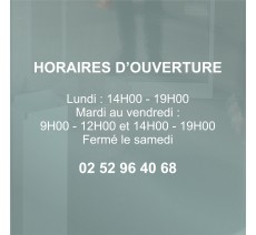 Horaires d'ouverture en vinyle