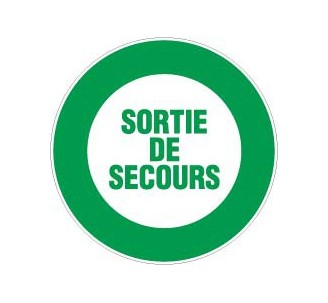 Adhésif ou panneau PVC rigide diamètre 80mm Sortie de secours