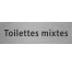 Plaque de porte rectangulaire "toilettes mixtes" argent 