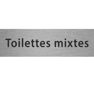 Plaque de porte rectangulaire "toilettes mixtes" argent 