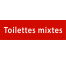 Plaque de porte rectangulaire "toilettes mixtes" rouge