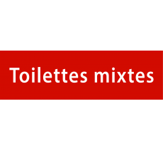 Plaque de porte rectangulaire "toilettes mixtes" rouge