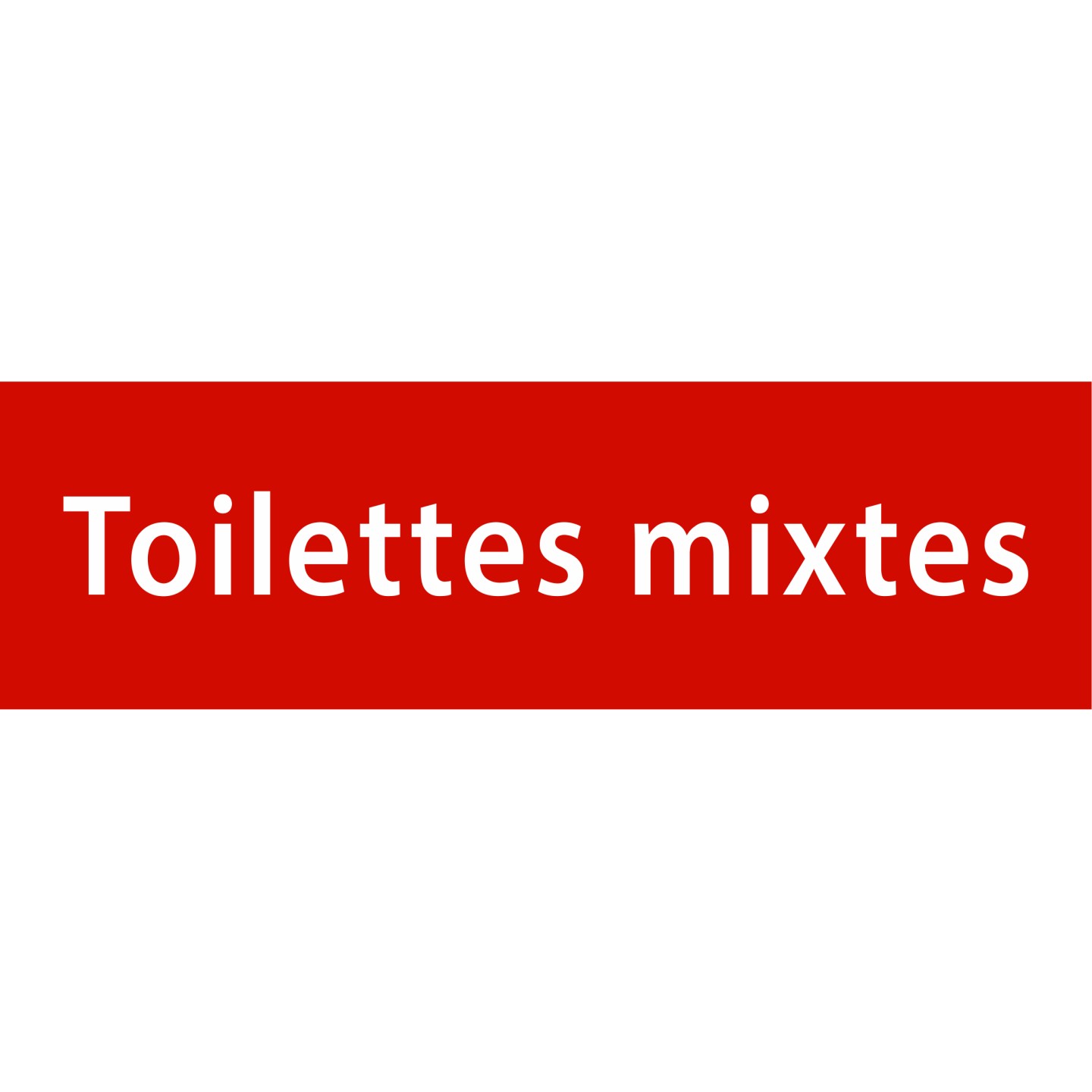 Plaque de porte rectangulaire "toilettes mixtes" rouge