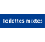 Plaque de porte rectangulaire "toilettes mixtes" bleu 