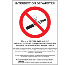 Interdiction de vapoter - Plaque PVC ou Adhésif souple