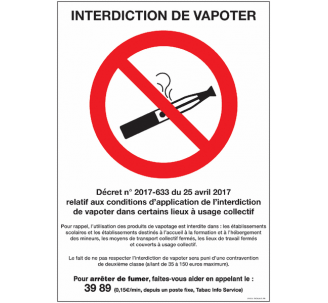 Plaque PVC format A4 interdiction de fumer