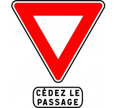 Panneau routier "Cédez le passage" AB3a + M9c