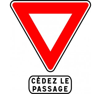 Panneau routier "Cédez le passage" AB3a + M9c