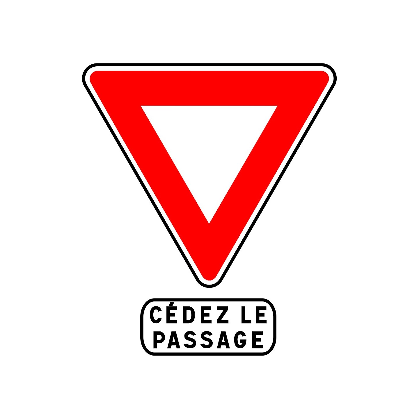 Panneau type routier Cédez le passage ref:AB3a + M9c