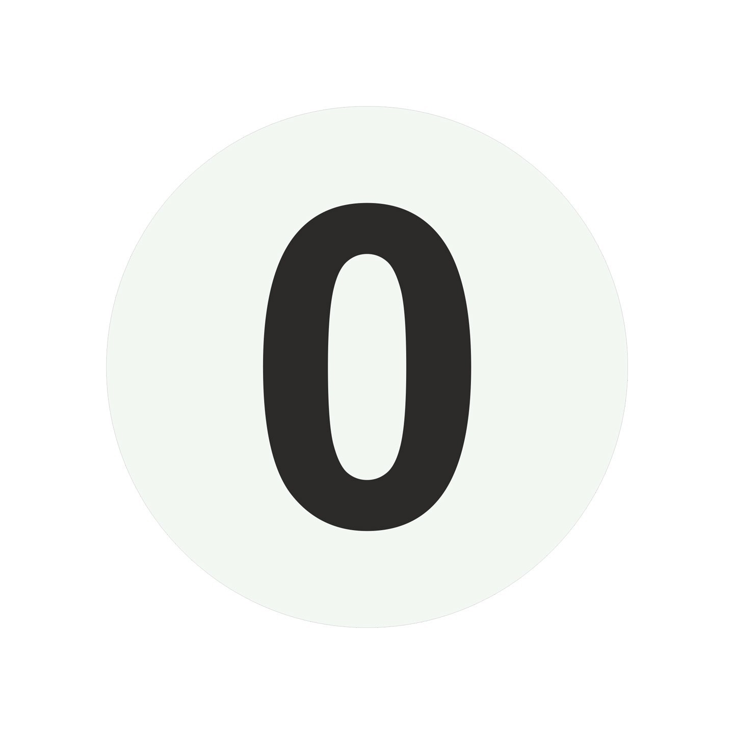 Plaque porte ronde chiffre 0 blanc