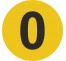 Plaque porte ronde chiffre 0 jaune