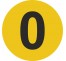 Plaque porte ronde chiffre 0 jaune