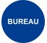 Plaque porte alu bureau bleue