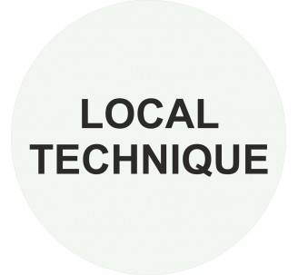 Plaque de porte ronde "LOCAL TECHNIQUE" blanc