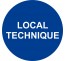 Plaque de porte ronde "LOCAL TECHNIQUE" bleu