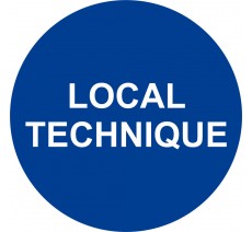Plaque de porte ronde "LOCAL TECHNIQUE" bleu
