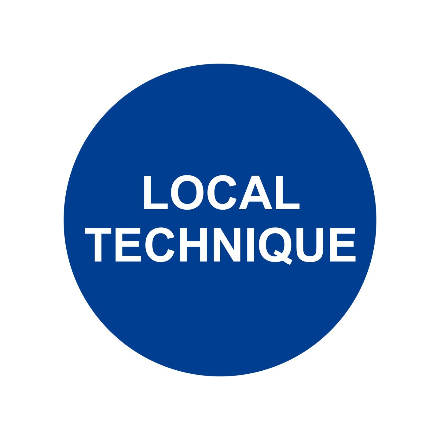 Plaque de porte ronde "LOCAL TECHNIQUE" bleu