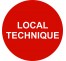 Plaque de porte ronde "LOCAL TECHNIQUE" rouge